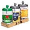 Heineken, Affligem, Pelforth - Pack de 3 Fûts 5L - Bières Blondes 6,7°et 5,8° - Compatible Tireuse BeerTender, Utilisable san