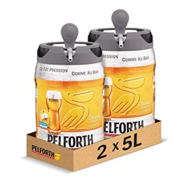 Pelforth - Pack de 3 Fûts 5L - Bière Pelforth Blonde 5,8° - Compatible Tireuse BeerTender, Utilisable sans Machine à Bière - 