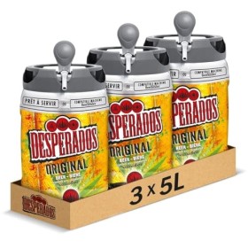 Pack de 2 Fûts 5L - Bières Desperados Original et Desperados Red Aromatisée 5,9° - Compatible Tireuse BeerTender, Utilisable 