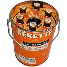 Seau La Kekette contenant 6 bières Kekette Blonde 25cl et un verre Kekette 25cl