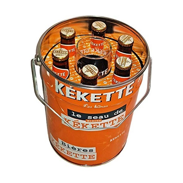 Seau La Kekette contenant 6 bières Kekette Blonde 25cl et un verre Kekette 25cl