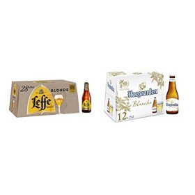 Bière Leffe Blonde 6.6% Pack 28 Bouteilles 25cl & Bière Hoegaarden Blanche 4.9% Pack 12 Bouteilles 25cl