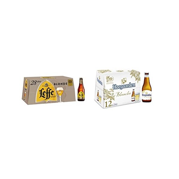 Bière Leffe Blonde 6.6% Pack 28 Bouteilles 25cl & Bière Hoegaarden Blanche 4.9% Pack 12 Bouteilles 25cl
