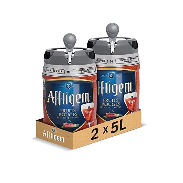 Affligem - Pack de 2 Fûts 5L - Affligem Blanche 4,8°, Fruits Rouges 5,2° - Compatible Tireuse BeerTender, Utilisable sans Mac
