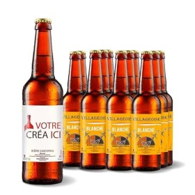 Lot de 12 bières GASCONHA - Coffret biere 33cl avec etiquette bouteille personnalisable [ Coffret degustation biere ] Blanch