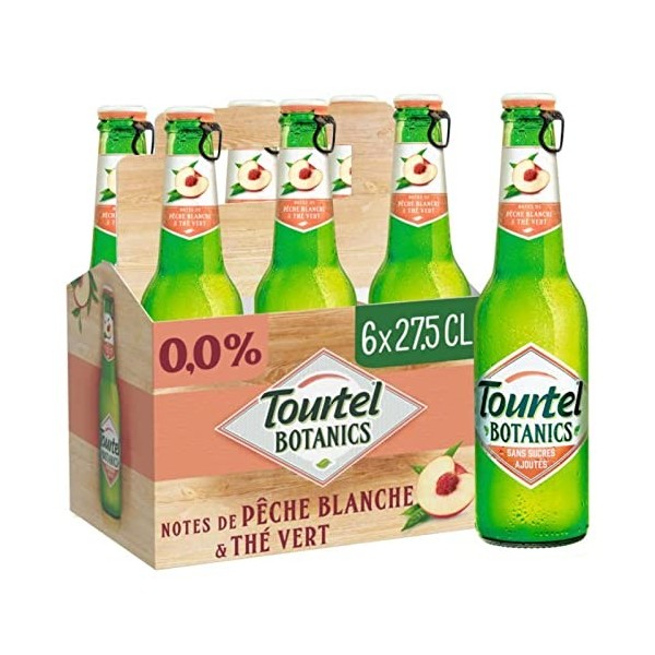 Tourtel Botanics Bière Sans Alcool Pêche Blanche Thé Vert 6 x 27,5 cl