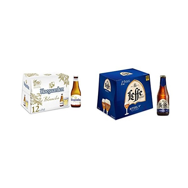 Bière Hoegaarden Blanche 4.9% Pack 12 Bouteilles 25cl & Bière Leffe Rituel 9° Pack 12 Bouteilles 25cl