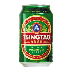BIÈRE TSINGTAO 4.7° 330ml/bouteille - Lot de 6, 12 et 24 bouteilles - 2 sachets de 75g de chips à la crevette offert par comm
