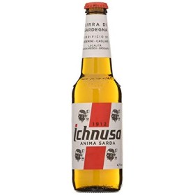 Ichnusa Lot de 8 bières en bouteille 33 x 3 verre boisson alcoolisée de table, multicolore, 330 ml