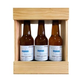 Coffret biere BRASSERIE GASCONHA + Caisse bois - Coffret degustation biere avec etiquette bouteille personnalisable pour prén
