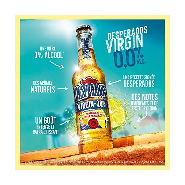 Desperados Virgin - Bière aromatisée sans alcool 0.0° - bouteilles 12x33cl