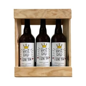 Lot bieres Gasconha + Caisse bois - Etiquette bouteille personnalisable avec Texte, Prénom, Logo… [ Biere cadeau original ] 
