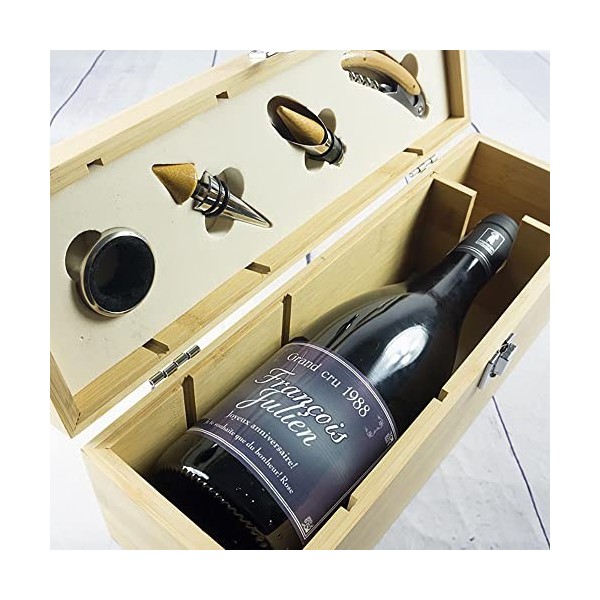 Cadeau personnalisé : Coffret Sommelier avec vin personnalisé Tous Les Accessoires nécessaires pour déguster Un Bon vin