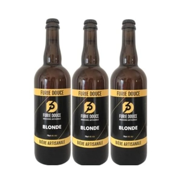 bière Blonde BIO brasserie artisanale "furie douce", 3 x 75 cl.