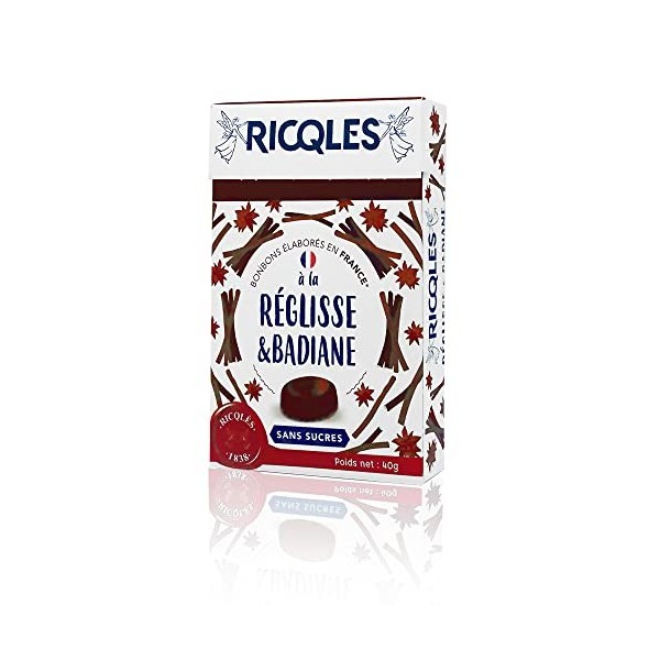 RICQLES BONBONS RÉGLISSE BADIANE SANS SUCRES - Boîte 40g