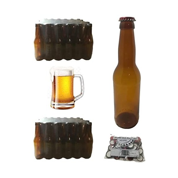 Générique 60 Bouteille Bière ml 33 Longhnet, vendue en paquet de 30 pièces 2 paquets x 30 avec bouchon couronne