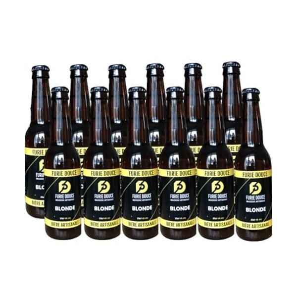 bière Blonde BIO artisanale furie douce en lot de 12 bouteilles de 33 cl.