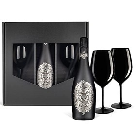 Set cadeau: Le vin mousseux Lion 0,75 l avec 2 coupes de champagne noires