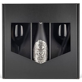 Set cadeau: Le vin mousseux Lion 0,75 l avec 2 coupes de champagne noires