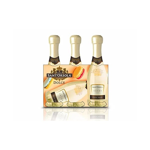 SANTORSOLA Cuvèe Dolce La Creme Vin Petit Petillant Doux Italien Set de 3 Bouteilles x 20 cl