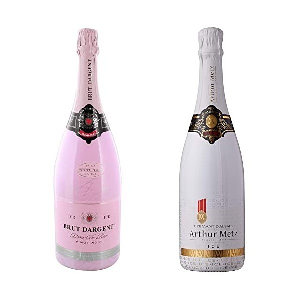 Brut Dargent Ice Pinot Noir - Vin effervescent Rosé Demi-Sec Magnum - Méthode traditionnelle 1 x 1,5 L & A.METZ Crémant dA
