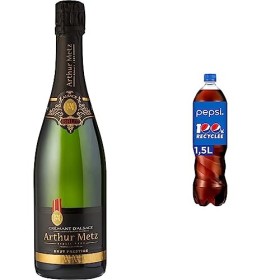 Arthur Metz - Crémant dAlsace Brut Prestige, Méthode traditionnelle, vieilli sur lattes 1 x 0,75L & Pepsi Cola 1,5 L