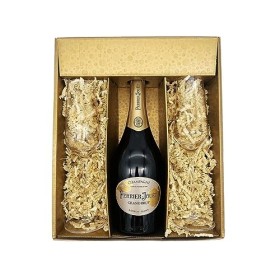 Coffret cadeau Champagne Perrier Jouët - Or -1 Brut - 2 flutes Anton Studio Design