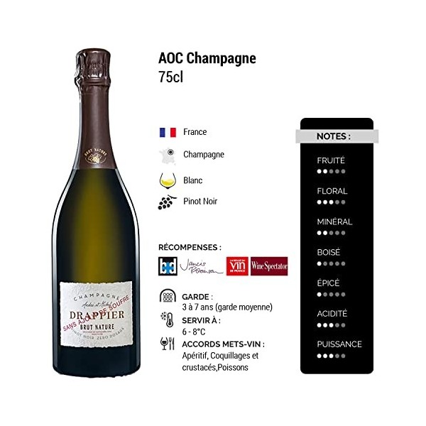 Champagne Brut Nature Zéro Dosage - Blanc - Champagne Drappier 3x75cl 
