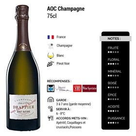 Champagne Brut Nature Zéro Dosage - Blanc - Champagne Drappier 3x75cl 