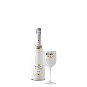 Canti Prosecco D.O.C. ICE Vin Demisec Petillant Italien avec verre dans une boîte cadeau - 1 Bouteille x 75 cl Blanc