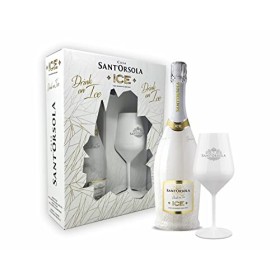 SANTORSOLA ICE Vin Demisec Petillant Italien avec verre dans une boîte cadeau - 1 Bouteille x 75 cl