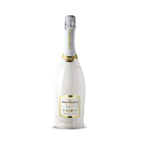 SANTORSOLA ICE Vin Demisec Petillant Italien avec verre dans une boîte cadeau - 1 Bouteille x 75 cl