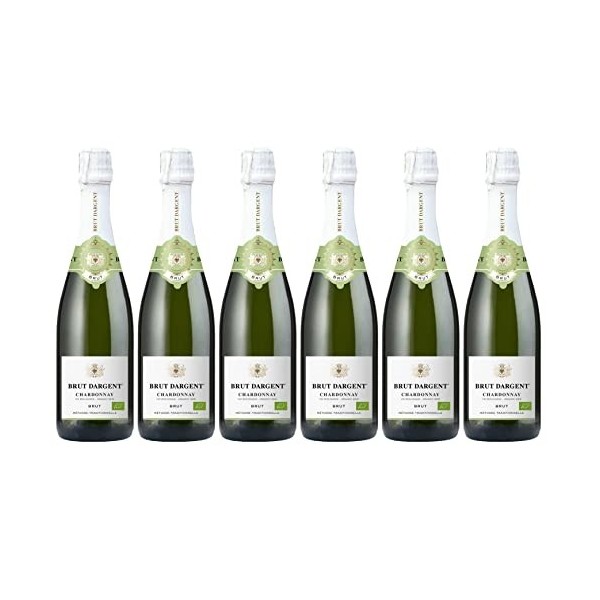 Brut Dargent Chardonnay Bio - Vin Effervescent Chardonnay Sec Bio - Méthode traditionnelle - Origine : France 6 x 0.75 L 