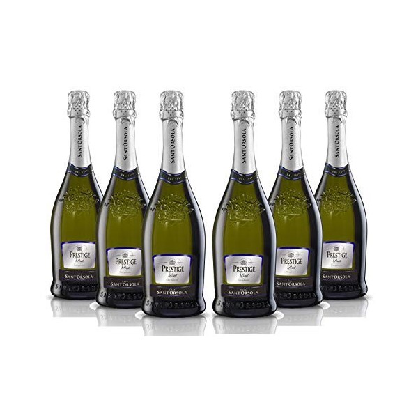 SantOrsola Spumante Cuvee Blanc de Blanc Brut Prestige Sec Vin Petillant Italien Set de 6 Bouteilles x 75 cl 4.5 L 1 Unité