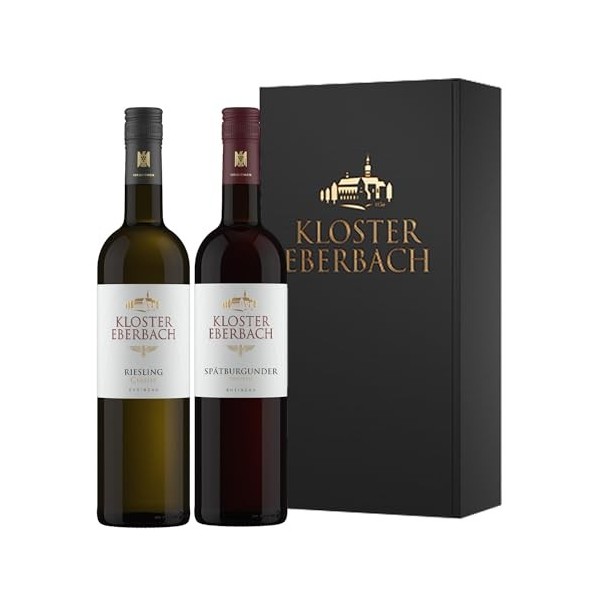 Kloster Eberbach - Coffret cadeau de 2 bouteilles - Pinot Noir et Riesling classique de Rheingau, Allemagne 2 x 0,75 l 