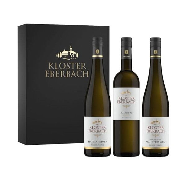Kloster Eberbach - Coffret cadeau - 3 Riesling Premium Classque et sec de Rheingau, Allemagne 3 x 0,75 l 