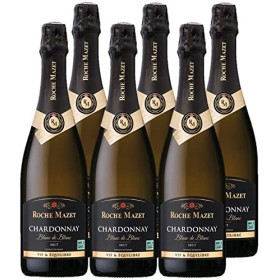 Roche Mazet - Vin Blanc Pétillant Brut - Blanc de Blanc 100% Chardonnay - Vin de France - Lot de 6 bouteilles x 75 cl