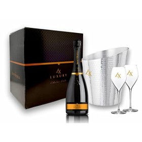 SANTORSOLA Prosecco D.O.C. LX Brut Millesime Sec Vin Petillant Italien avec Glacette + 2 verre dans une boîte cadeau 1 Boute