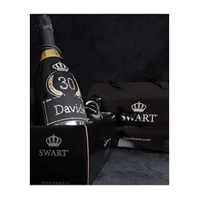 Swart - Idée cadeau danniversaire - Bouteille de 0,75 l - Étiquette personnalisée avec cristaux authentiques - Champagne ita