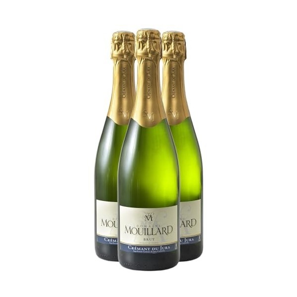 Crémant du Jura Brut - Blanc - Domaine Jean-Luc Mouillard - Vin Blanc du Jura 3x75cl Effervescent