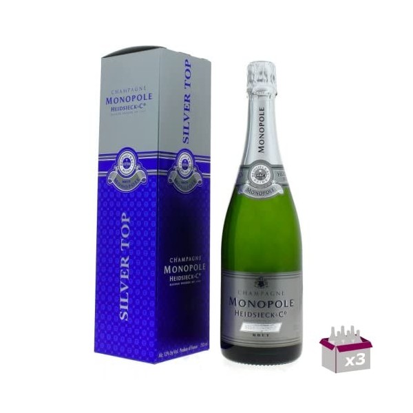3 Champagne Heidsieck & C° - Silver Top Brut - 3x75cL - Étui