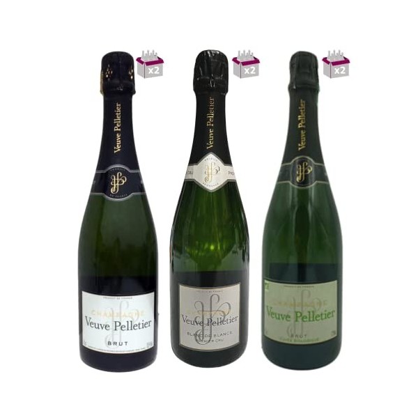 Lot Découverte Champagnes Veuve Pelletier : 2 Brut, 2 BIO, 2 Blanc de Blancs - 6x75cL