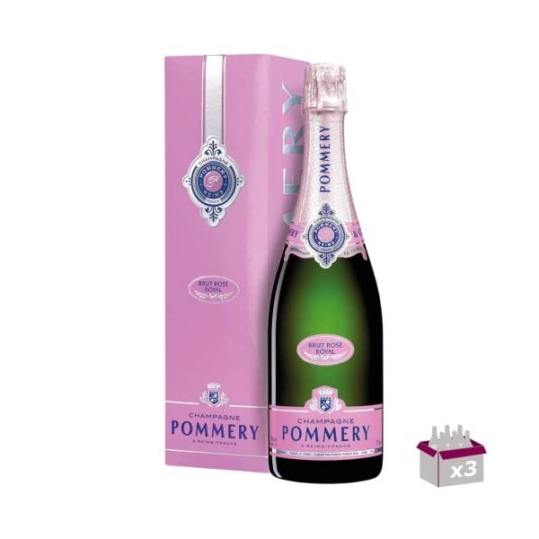 3 Champagne Pommery - Brut Royal Rosé - 3x75cL - Étui