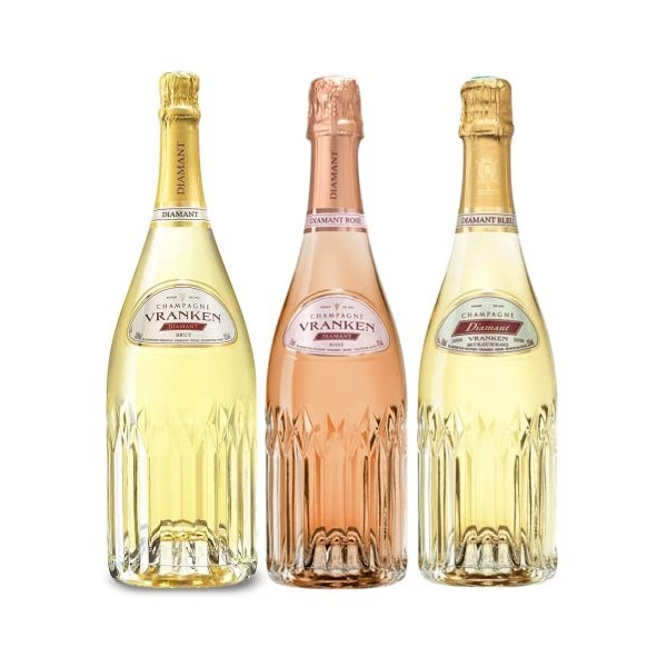 Lot découverte Cuvée Diamant Champagnes Vranken - 3x75cL - Brut, Rosé, Blanc de Blancs - Etuis