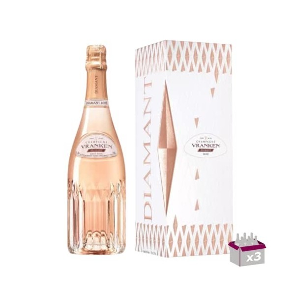 3 Champagne Vranken - Diamant Roé - 3x75cL - Étui
