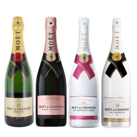 LOT CHAMPAGNE MOËT & CHANDON 4x75cL&nbsp;: Moët Imperial + Moët Rosé + Moët Ice Rosé + Moët Ice Blanc