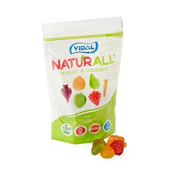 Vidal Naturall Fruit & Veggie Caramel en caoutchouc végétal sans colorants et arômes naturels Saveurs de Doypack, fruits et l