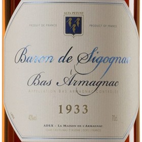 BARON DE SIGOGNAC ARMAGNAC MILLÉSIMÉ 1933 70 Cl