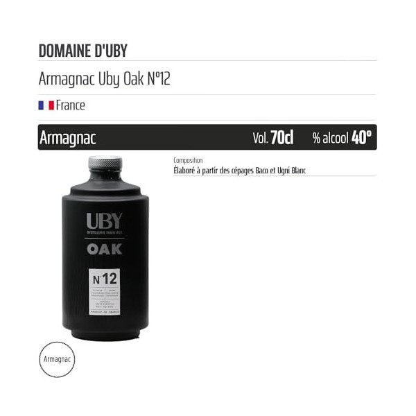 Domaine dUby - Armagnac Uby Oak N°12 - Origine France - 70cl