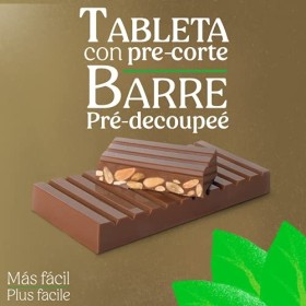 EL LOBO - Touron au chocolat au lait et amandes selectionnées, Texture croquante, Qualité Suprême, Tablette pré-coupée en por